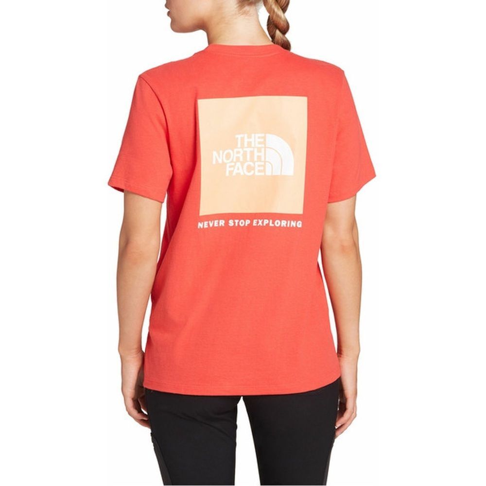 The North Face Red & Orange Horizon Box Never Stop Exploring NSE Tee Size Large